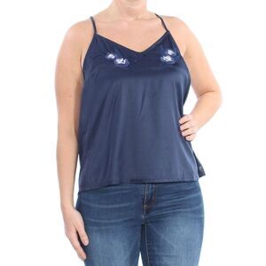 ROXY Womens Navy Camisole Spaghetti Strap V Neck Tank Top L